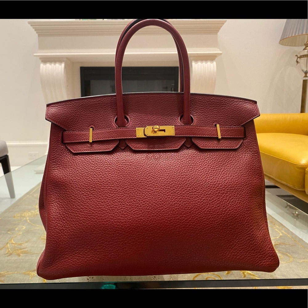 Hermès Birkin 35 Burgundy red with gold